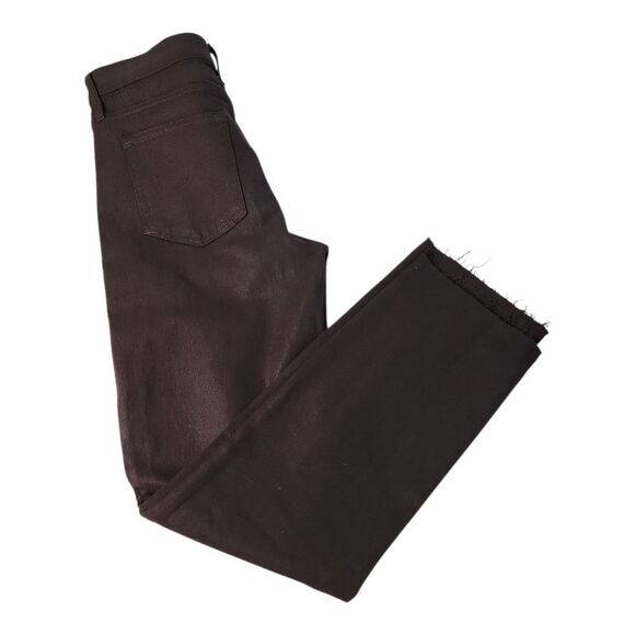 Frank & Eileen Cork High Waist Straight Leg Jeans Sz 27 Chocolate Brown Raw Hem - Picture 12 of 12